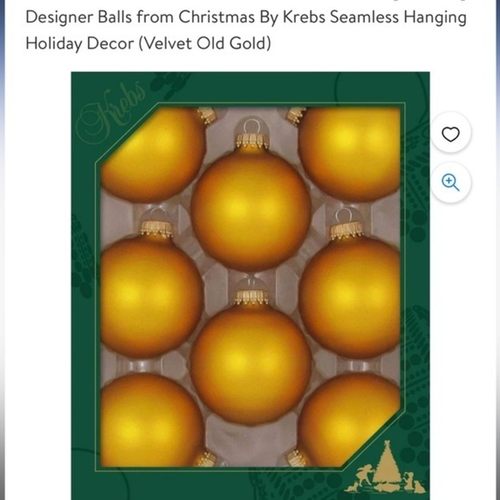 Krebs 3 boxes of 8 ornaments. Honey gold  seamless Christmas ornaments USA